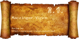 Maczinger Vince névjegykártya